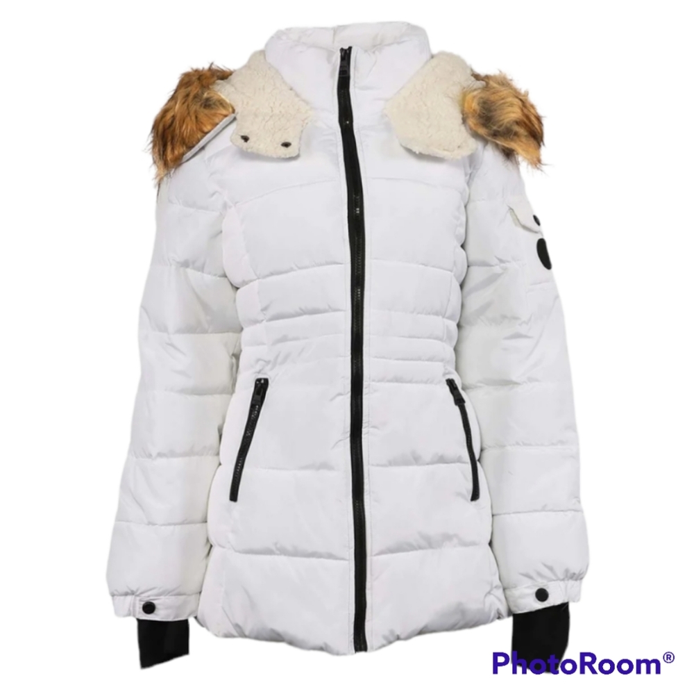 MADDEN GIRL WOMEN'S PUFFER JACKET, WHITE L - Picture 5 of 16